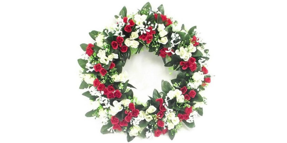 ROSEBUD AND GYP WREATH RED/IVORY