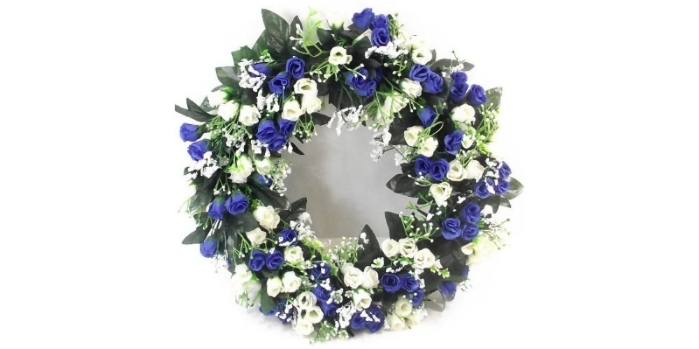 ROSEBUD AND GYP WREATH IVORY/BLUE