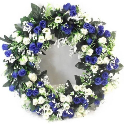 ROSEBUD AND GYP WREATH IVORY/BLUE