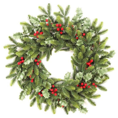 SPRUCE & HOLLY WREATH WITH BERRIES 