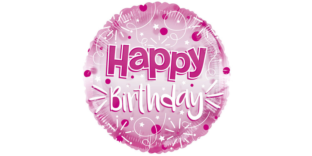 Happy Birthday Clearview Balloon - Pink 