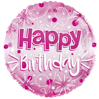 Happy Birthday Clearview Balloon - Pink 
