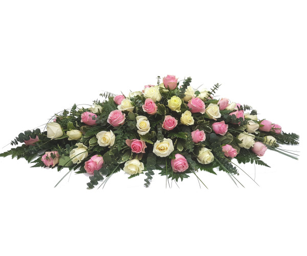 Pink and White Rose Casket Spray 