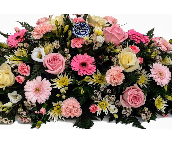 Florist Choice Pink and White Casket Spray