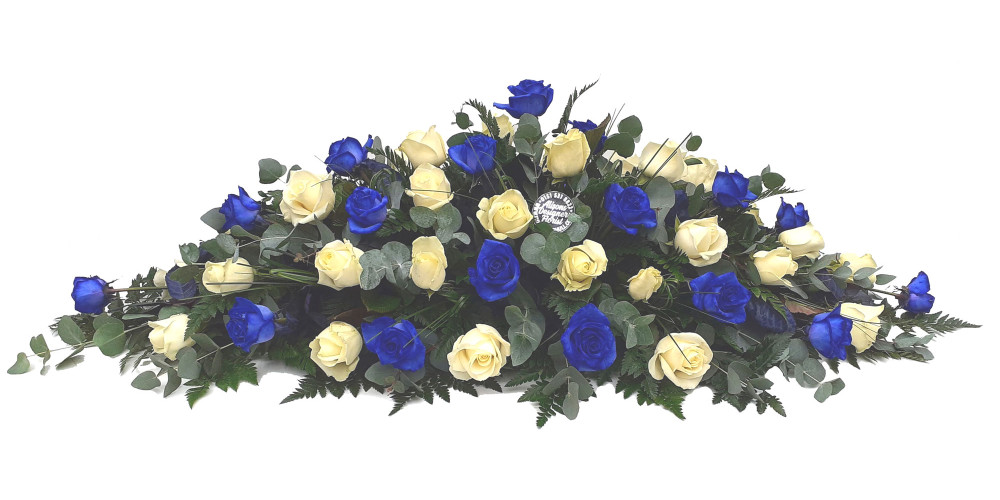 Everton Blue  and White Rose Casket Spray