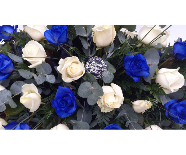 Everton Blue  and White Rose Casket Spray