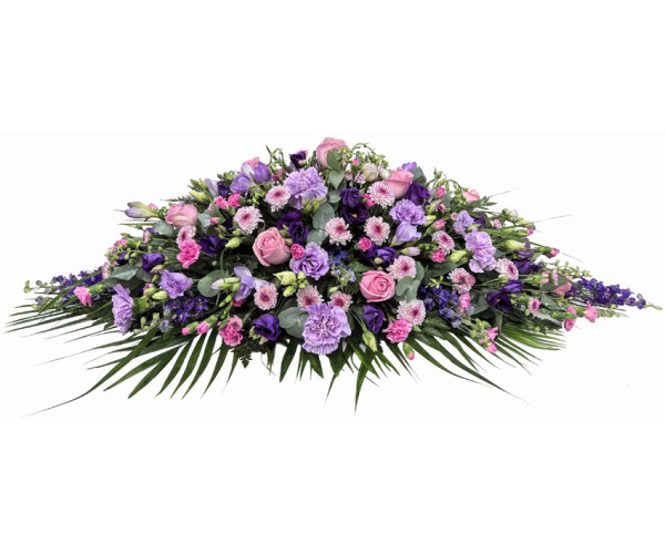 Lilac, Pink and Purple casket spray funeral flowers