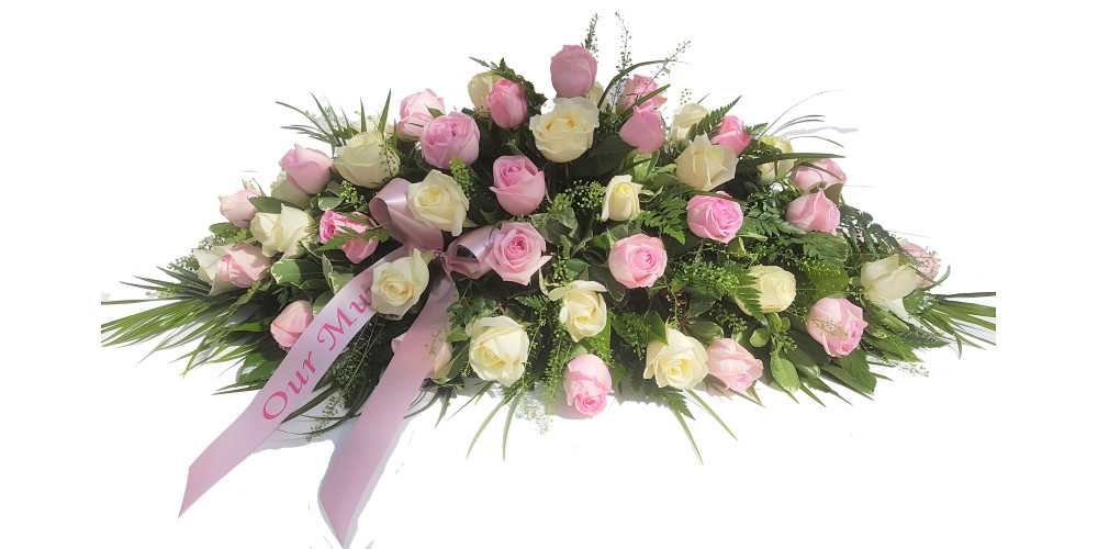 Pink and White Rose Casket Spray 