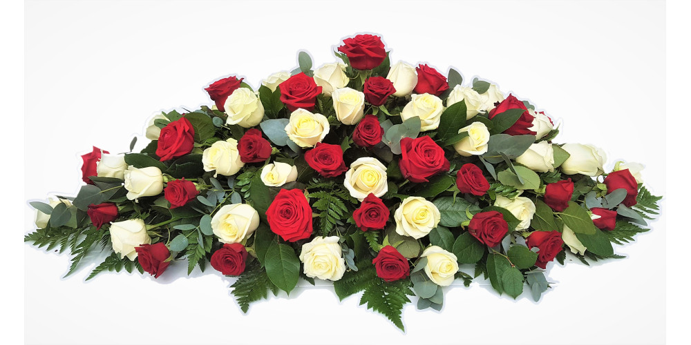 Red and White Rose Casket Spray 