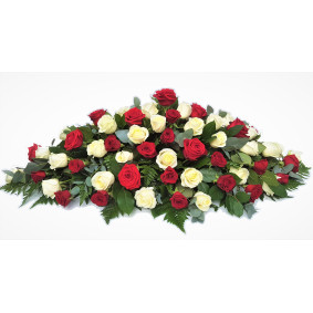 Red and White Rose Casket Spray 
