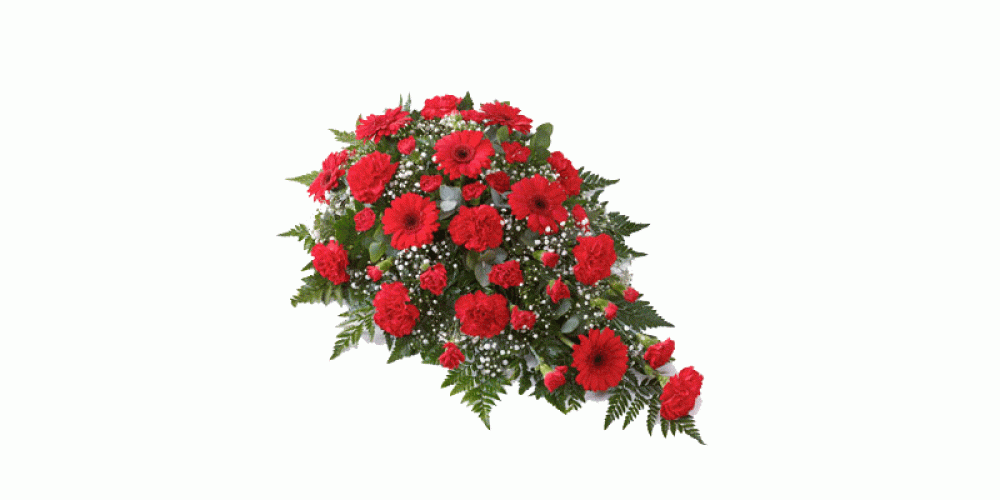 Carnation and Gerbera Teardrop Spray - Red 