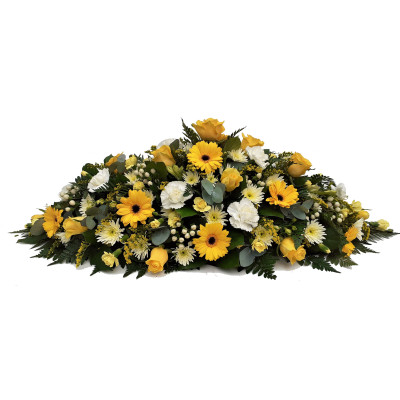 Florists Choice Yellow and White double ended casket spray