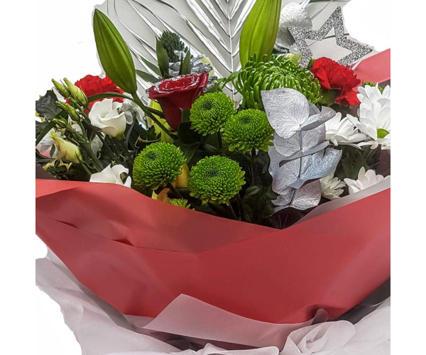Christmas  Cracker Hand-tied Bouquet - silver