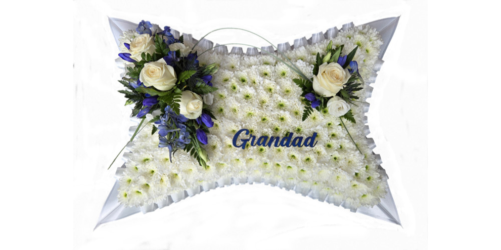 white and Blue Grandad Pillow