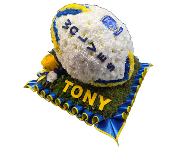 Warrington Rugby Ball Funeral Tribute
