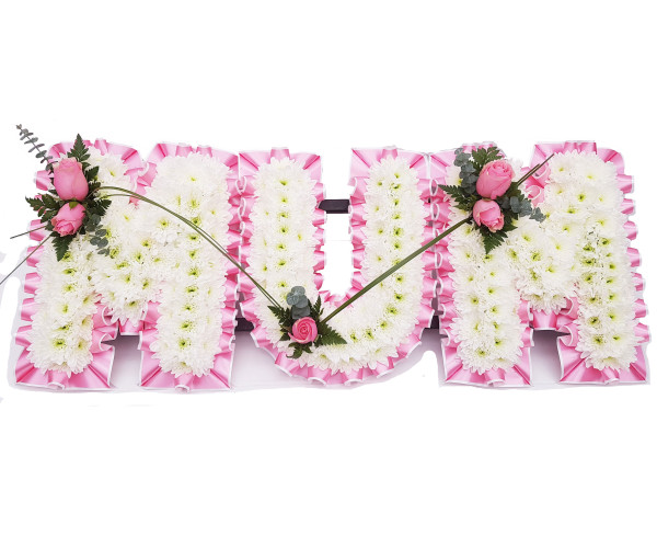 Nan Funeral lettering Tribute - Pink