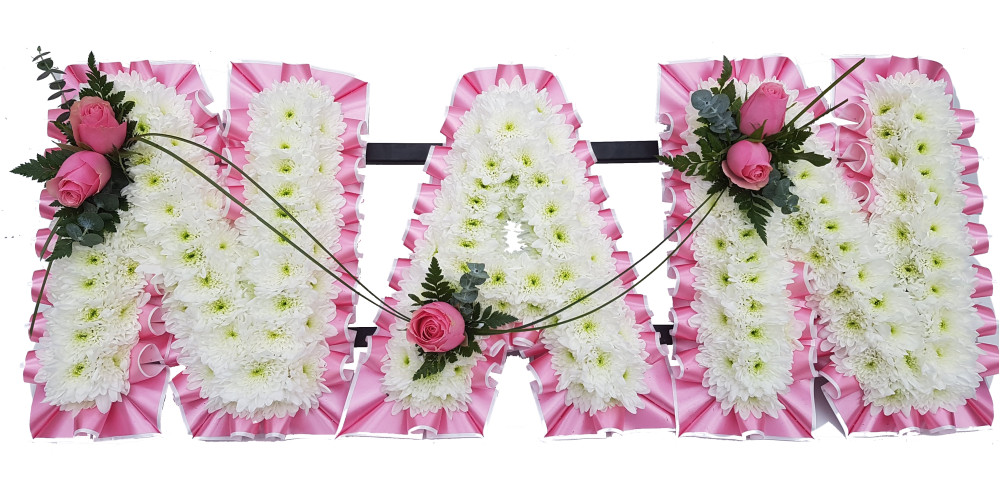 Nan Funeral lettering Tribute - Pink