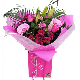 Florists Choice-Pink Mixed Hand-tied Bouquet