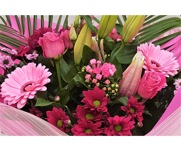 Florists Choice-Pink Mixed Hand-tied Bouquet