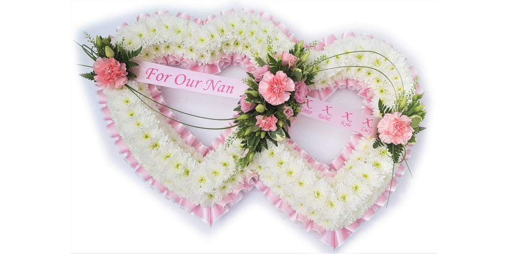 Double Heart - Pink and white 