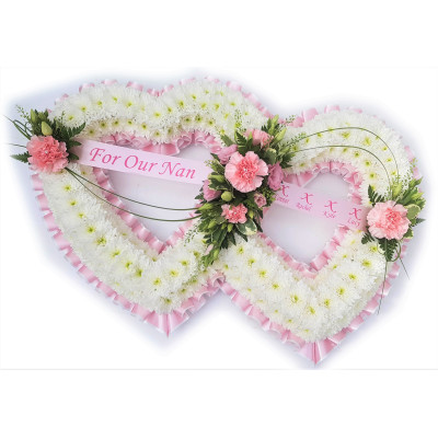 Double Heart - Pink and white 