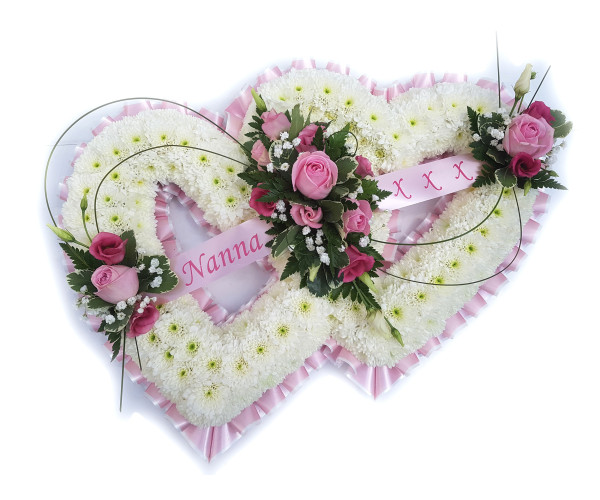 Double Heart - Pink and white 