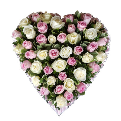 Pink and White Rose Heart 