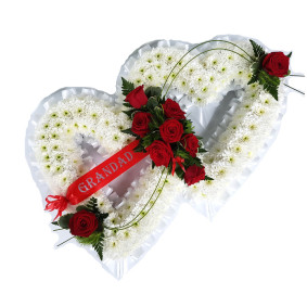 Double Heart - white and red