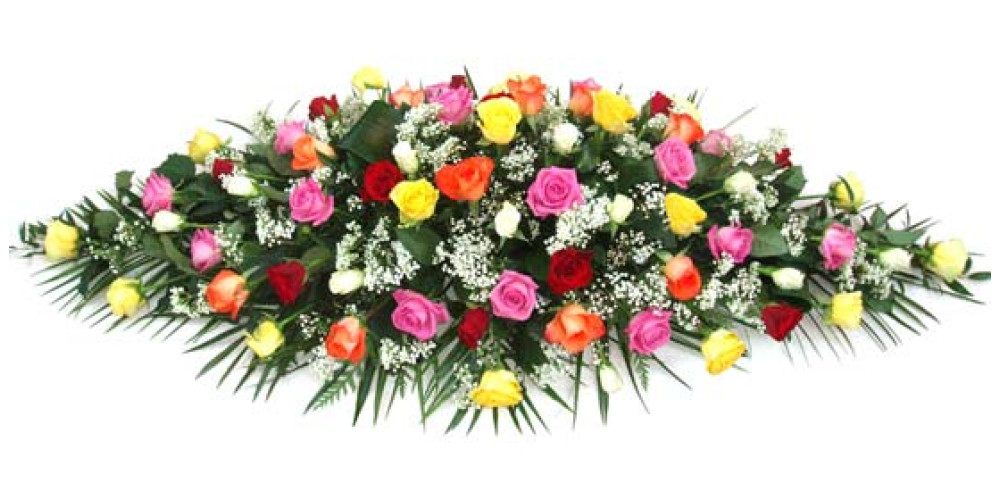 mixed roses casket spray