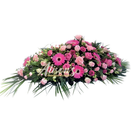 Florists choice cerise casket spray
