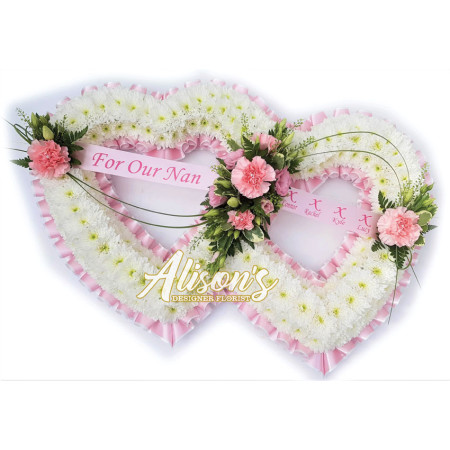 Double heart pink & white