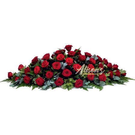 red rose casket spray
