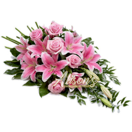 Rose and lily tear drop spray - pink