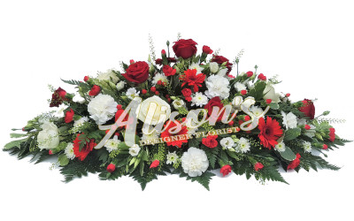Red & White Casket Spray