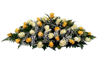 Yellow & White Rose Casket Spray