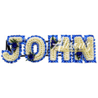 blue and white letters
