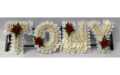 Tony Lettering White with red rose