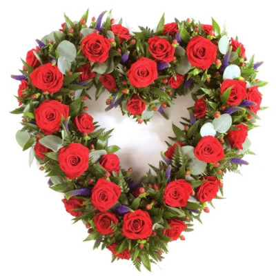 Red Rose  and Purple Open Heart