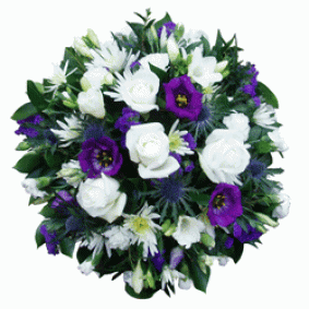 purple and white posy arrangement