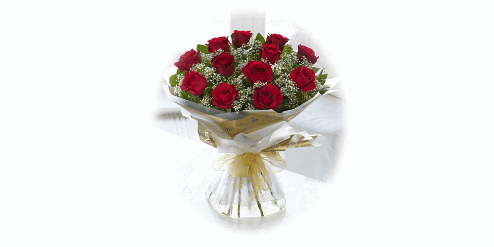Twelve Red Roses Hand-tied bouquet