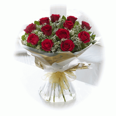 Twelve Red Roses Hand-tied bouquet